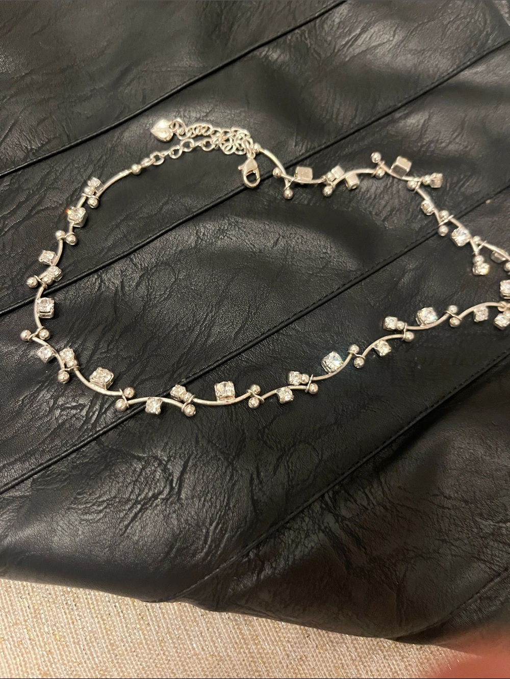 Nadri Silver-Tone Cubic Zirconia Vine Necklace - Sparkling Clear Stones